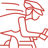 Dibujo de un ciclista sobre una bicicleta para representar el estudio de la aerodinámica ciclista